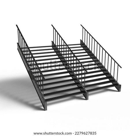 Black Metal Double Stair Isolated In White Background
