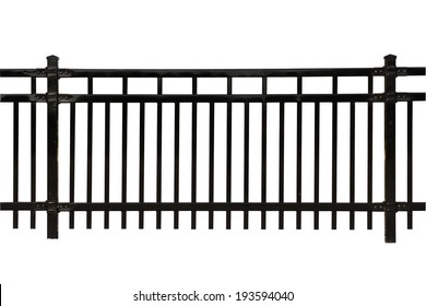 Black metal fence isolated on white