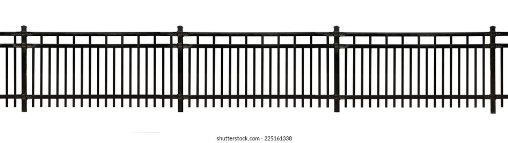 Black metal fence isolated on white