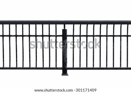 Black metal fence isolated on white background