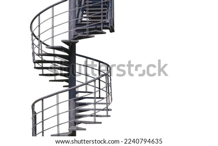 Black metal Spiral Staircase on Isolated white background with Clipping Path