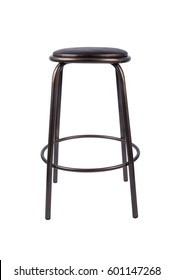 Black Metal Stool On A White Background.