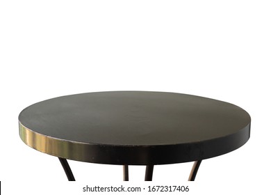 Black Metal Table Top Isolated On White Background, For Product Display