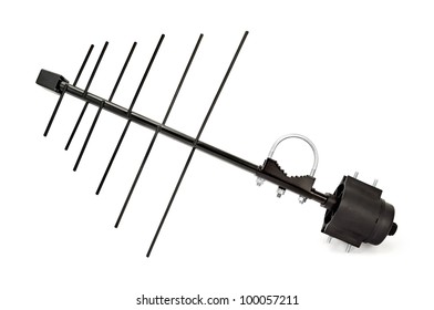 Black Metal TV Antenna Isolated On White Background