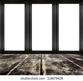 Black Metal Window Frame On Wooden Floor