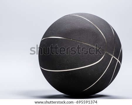 Black metalic Basketball close-up on studio background