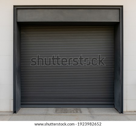 Black metallic roll up door background
