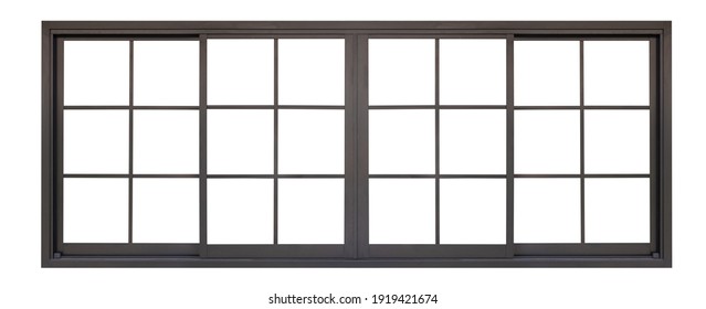 black metallic window frame isolated on white background