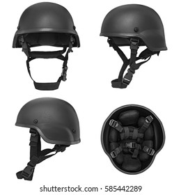 Black Military Helmet, On A Isolated White Background