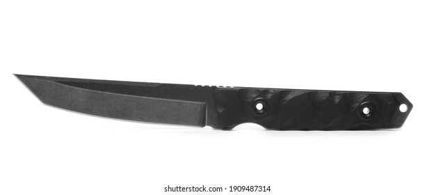 Black Military Knife Isolated On White Background