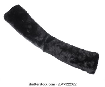 Black Mink Fur Collar Isolated On White Background