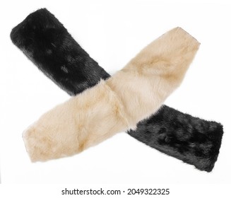 Black Mink Fur Collar Isolated On White Background