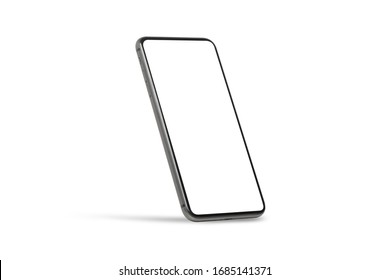 Black mobile smartphone mockup with blank screen isolated on white background with clipping path, Can use mock-up for your application or website design project. - Shutterstock ID 1685141371