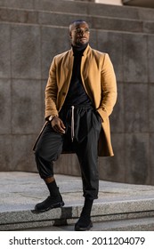 Black model posing wearing elegant stylish suit. urban lifestyle