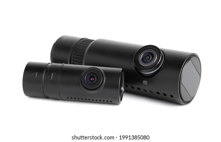 Black modern car cameras isolated on white - Shutterstock ID 1991385080