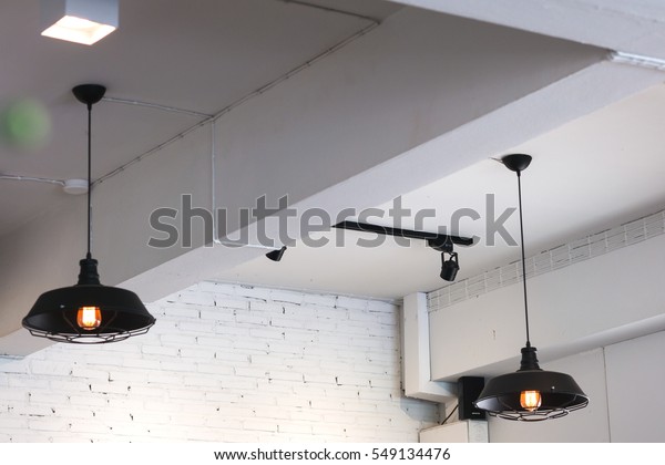 Black Modern Lamp Hanging On White Stock Photo Edit Now