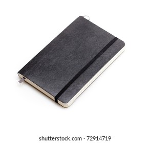 Black Moleskine Isolated Over White.