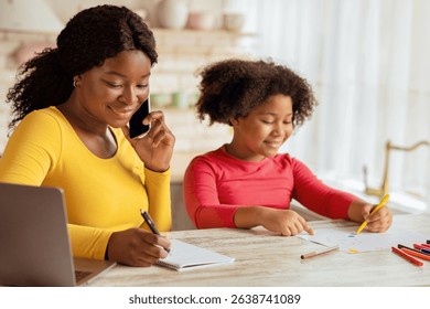 Black Mom Working In
