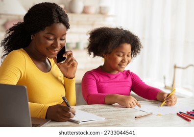 Black Mom Working In
