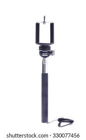 Black Monopod Selfie Stick Isolated White