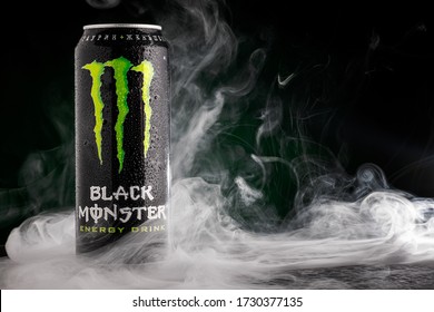 Black Monster Energy Drink can. MINSK, BELARUS, May 13, 2020.