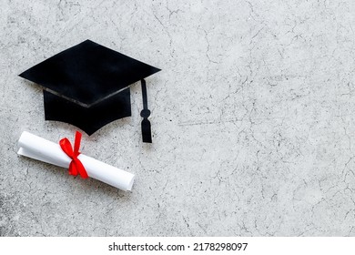 Black Mortarboard Graduation Cap Paper Cut With Diploma. Education Concept