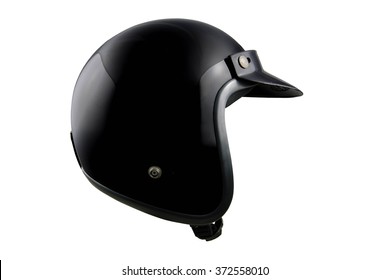 Black Motorbike Classic Helmet Isolated On White