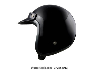 Black Motorbike Classic Helmet Isolated On White