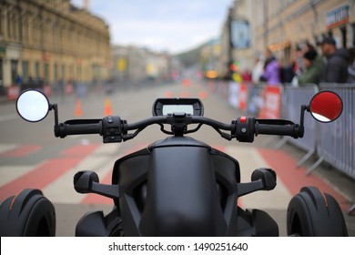 Black Motorcycle BRP Can Am Spyder Ryker On The Street