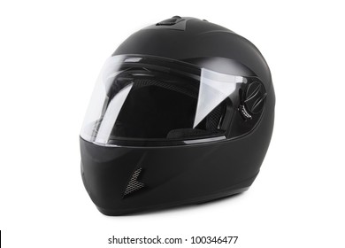 black motorcycle helmet isolated