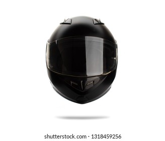 Black motorcycle helmet isolated on white background.