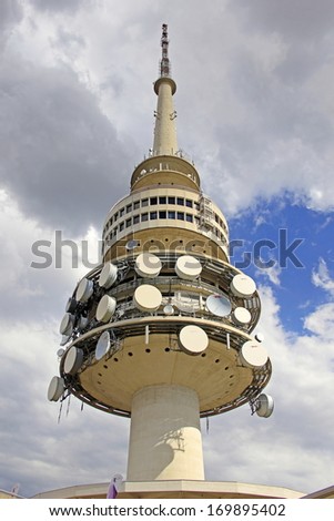 Similar – Berlin Alexanderplatz with television tower and world time clock in front of a blue sky