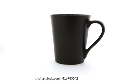 Black Mug Empty Blank For Coffee Or Tea Isolated