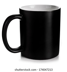 Black Mug  Isolated On A White Background 