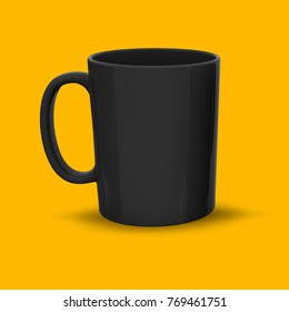 Black Mug With Orange Background