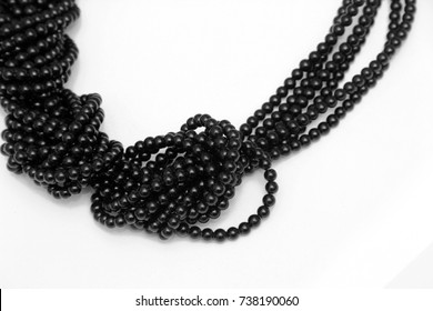 Black Multi Codes Chunky Necklace - Black Pearls