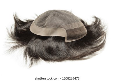 Black Natural Straight Human Hair Toupee Wigs
