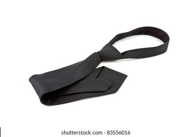 Black Necktie Isolated On White Background