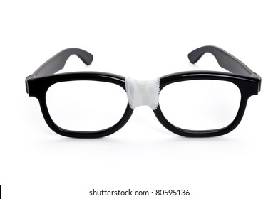 Black Nerd Glasses With White Background