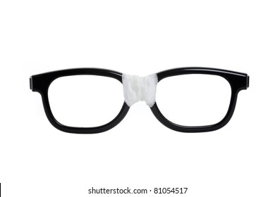 Black Nerd Glasses With White Background
