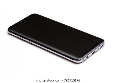 Black new smart phone isolated on white background mockup