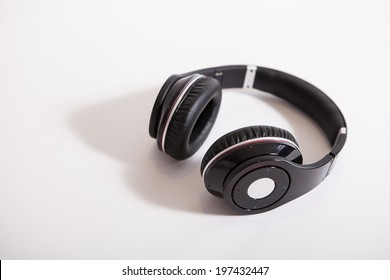 Black Noise Cancellation Headphones On White Background