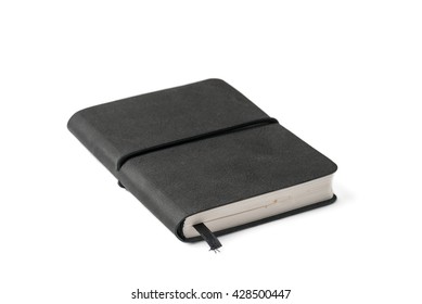 Black Note Book Isolated On White Background.