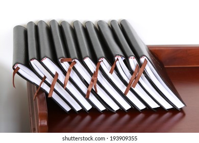 black notebook on the table, closeup of picture