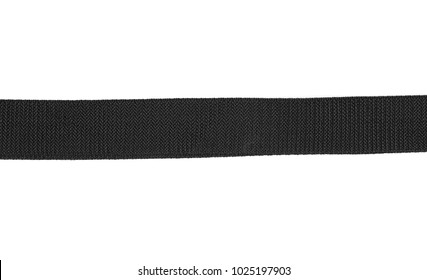 Black Nylon Fastening Belt, Strap Isolated On White Background
