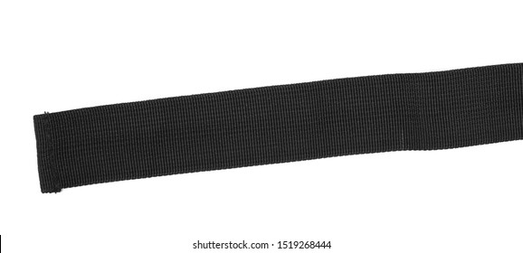 Black Nylon Fastening Belt, Strap Isolated On White Background