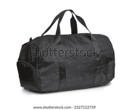 Black nylon sport bag isolated on white