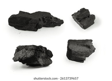Black oak coal isolated on a white background. 
