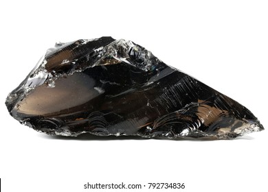 black obsidian from Armenia isolated on white background - Shutterstock ID 792734836