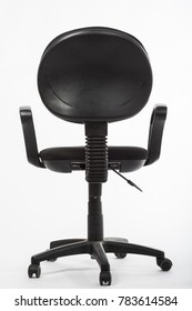 Black Office Chair On Wheels Back View